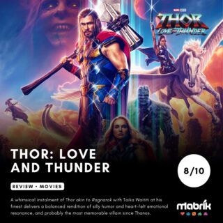 How was 📺 Thor: Love and Thunder? 🧐

[no spoilers]

In a nutshell - a classical Thor adventure! 

This tagline would best describe the entire experience of probably one of the best phase four Marvel movies to date. Do not get me wrong, this showpiece had a lot of questionable moments from the screechy space goats to the 80s inspired rendition of a modern Viking theme, but the end result was surprisingly enjoyable.

Not only is the movie very independent and friendly for newcomers to the franchise, but manages to develop the beloved characters further for fans. Some themes are very universal, bringing a whole new level of relatable (and awkward) romantic entanglement on the screen, and Gorr the God Butcher was a perfect supervillain in every way, as Christian Bale was fantastic in a role that encapsulated the inevitable conclusion of unreciprocated faith and fanaticism. Just wish he had more screen time to display that ferociousness from the comics.

Overall, you can never have too many Thors in one movie and it is perfectly acceptable to have a special relationship with your hammer. And remember - no spoilers 😘

8/10

#mabrikstudios #review #thorloveandthunder #christianbale #gorrthegodbutcher #gorr #marvel #mcu #marvellegends #thor #thorragnarok #thor4 #guardiansofthegalaxy #natalieportman #chrishemsworth #taikawaititi #cinema #godofthunder #film